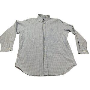 Ralph Lauren Classic Fit gingham print Men's Blue/White Check 16 1/2 32/33 Butto